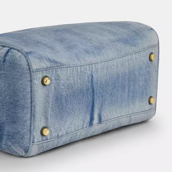 NWT Coach Rowan Large Satchel Bag In Loved Denim With Charms - Picture 6 of 16